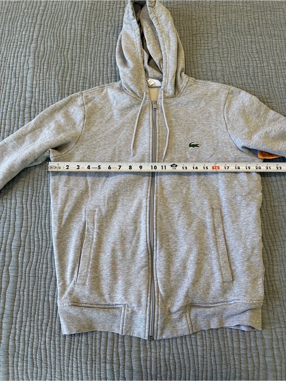 Lacoste Women’s Medium Light Grey Hooded Zip Jacket with Embroidered Croc - Picture 7 of 8